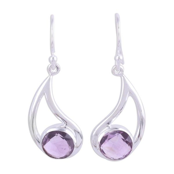 Alternate image for Amethyst Dangle Earrings with Sterling Hooks Twilight Charm