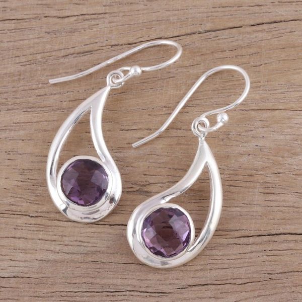 Alternate image for Amethyst Dangle Earrings with Sterling Hooks Twilight Charm