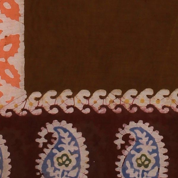 Alternate image for Batik Cotton and Silk Blend Shawl with Coffee Paisley Motifs Coffee Morning