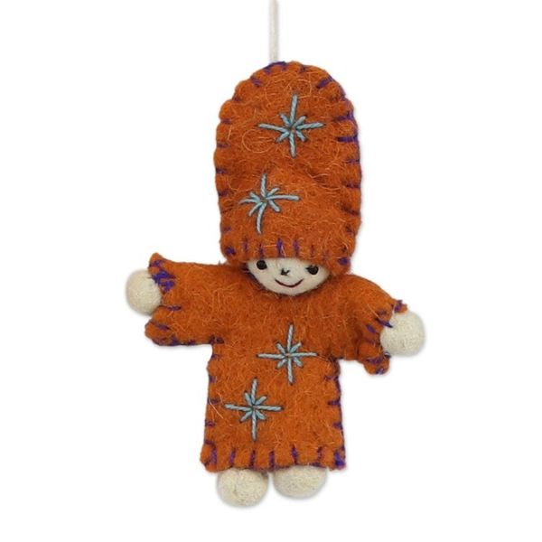 Alternate image for Six Colorful Wool Doll Ornaments from India Dancing Dolls