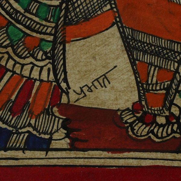 Alternate image for Authentic Signed Madhubani Folk Art Painting of Krishna Euphoria