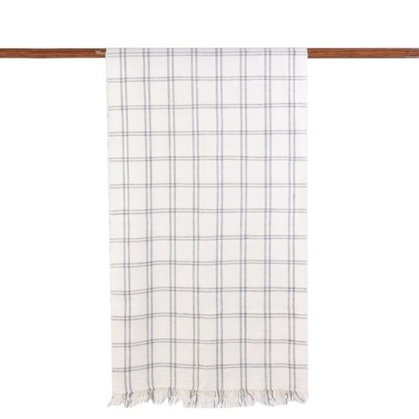 Alternate image for Hand Woven Eggshell Wool Blend Checkered Scarf from India Himalayan Journey