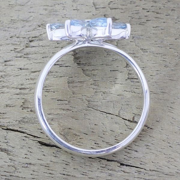 Alternate image for Blue Topaz and Sterling Silver Floral Ring from India Sparkling Daisy