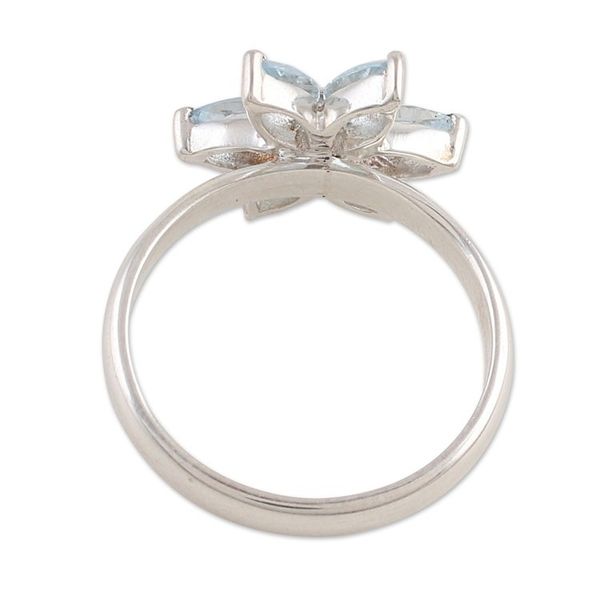 Alternate image for Blue Topaz and Sterling Silver Floral Ring from India Sparkling Daisy