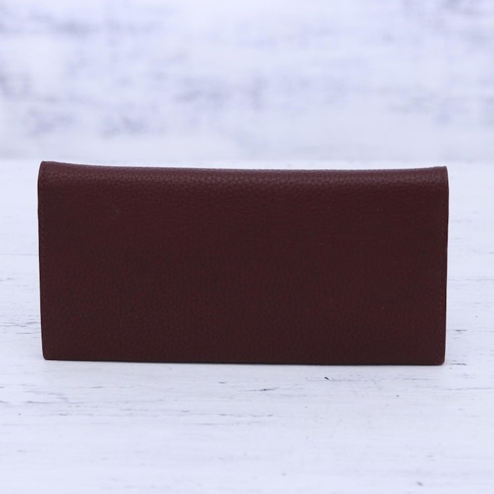 Handmade Leather Wallet in Mahogany from India 'Stylish Allure'
