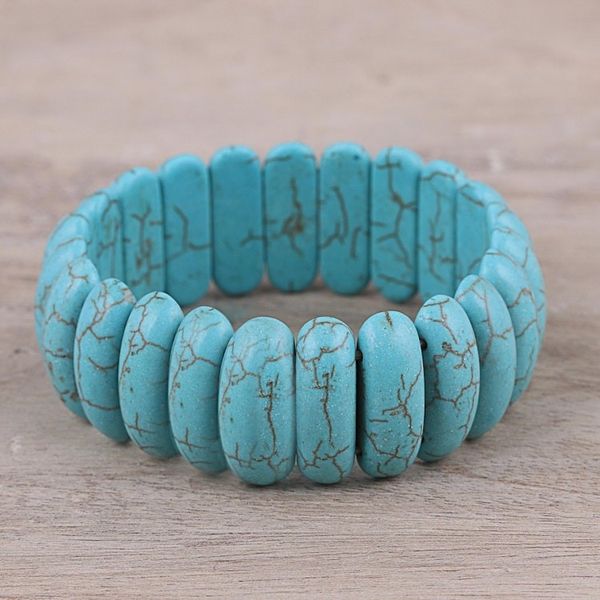 Alternate image for Reconstituted Turquoise Cool Water Beaded Stretch Bracelet Cool Water