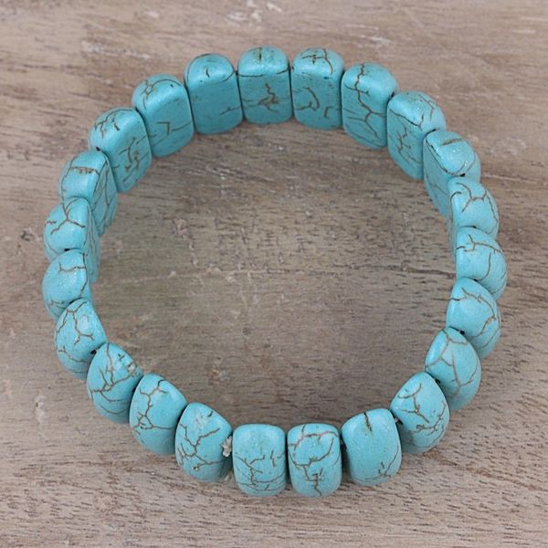 Alternate image for Reconstituted Turquoise Cool Water Beaded Stretch Bracelet Cool Water