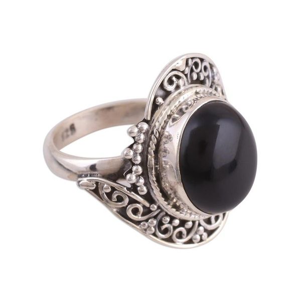 Alternate image for Handcrafted Black Onyx Cocktail Ring from India Magical Allure