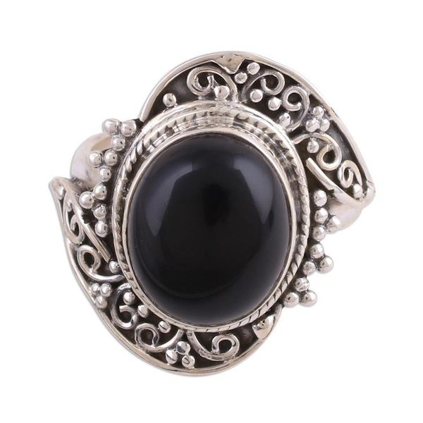 Alternate image for Handcrafted Black Onyx Cocktail Ring from India Magical Allure