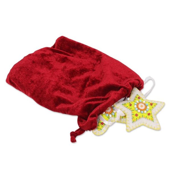 Alternate image for Set of Six Beaded Christmas Ornaments in Citron and White Christmas Party in Citron