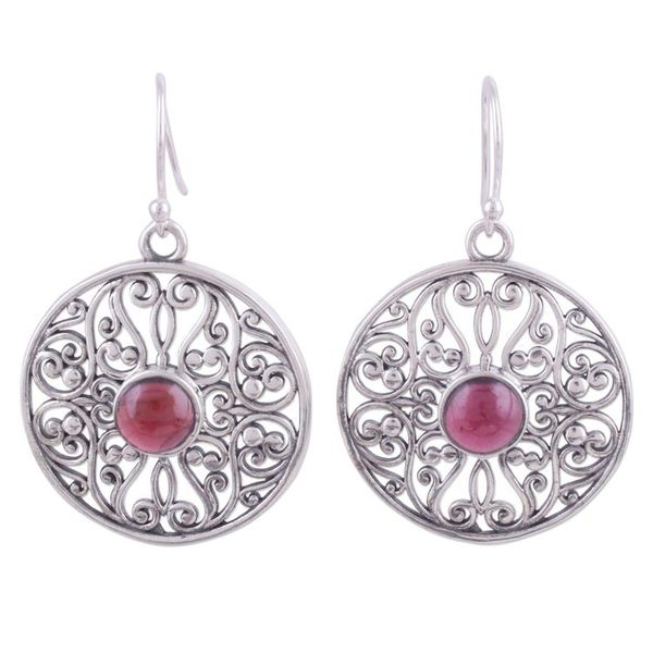 Alternate image for Dangle Earrings Hand Crafted in Sterling with Garnets Shalimar Gardens