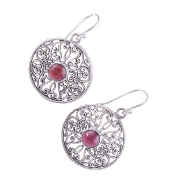 Alternate image for Dangle Earrings Hand Crafted in Sterling with Garnets Shalimar Gardens