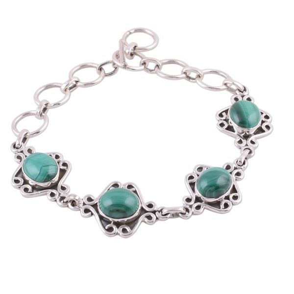 Alternate image for Malachite Swirling Link Bracelet Crafted in India Lush Connection
