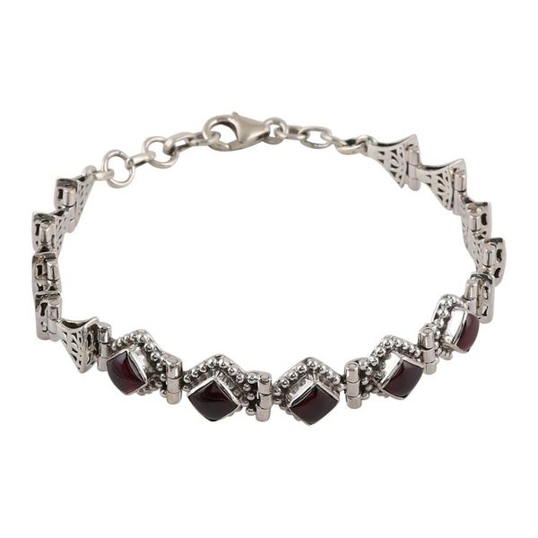 Alternate image for Sterling Silver Red Garnet Openwork Link Bracelet Radiant Red Romance