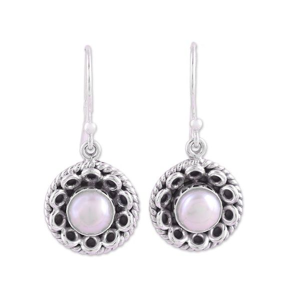 Alternate image for Cultured Pearl Sterling Silver Dangle Earrings from India Delhi Moonlight