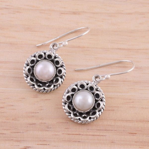 Alternate image for Cultured Pearl Sterling Silver Dangle Earrings from India Delhi Moonlight