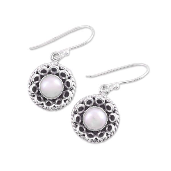 Alternate image for Cultured Pearl Sterling Silver Dangle Earrings from India Delhi Moonlight