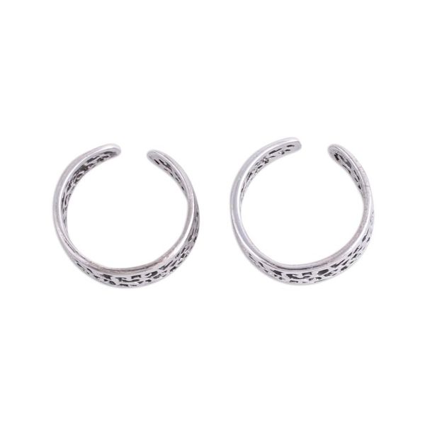 Alternate image for Artisan Crafted Sterling Silver Toe Rings Pair from India Alluring Vines