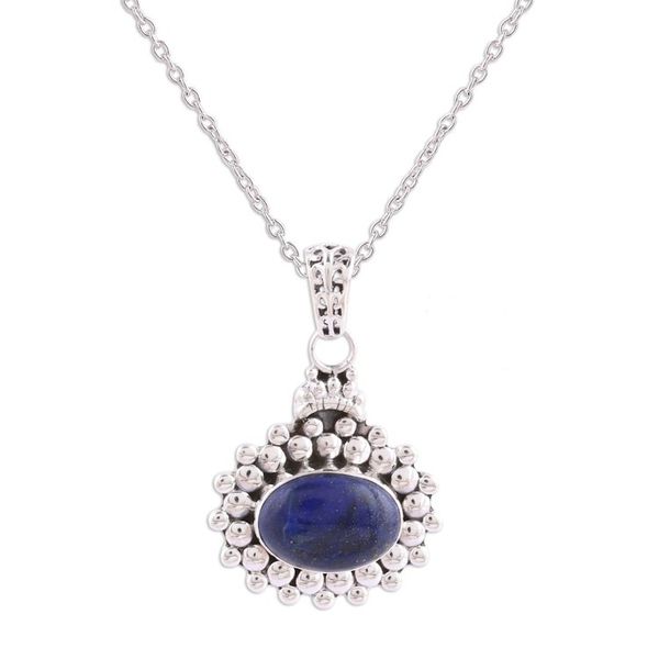 Alternate image for Lapis Lazuli and Sterling Silver Pendant Necklace from India Jewel of Jaipur