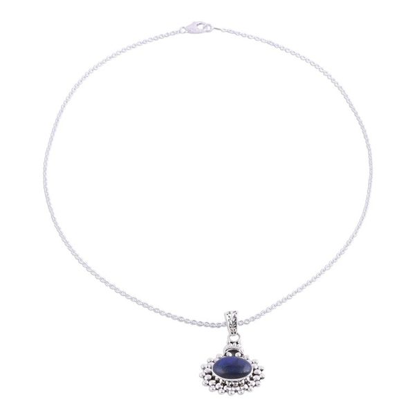 Alternate image for Lapis Lazuli and Sterling Silver Pendant Necklace from India Jewel of Jaipur