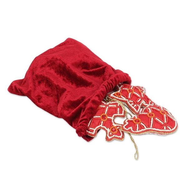 Alternate image for Set of Six Beaded Christmas Ornaments in Red from India Christmas Party in Red