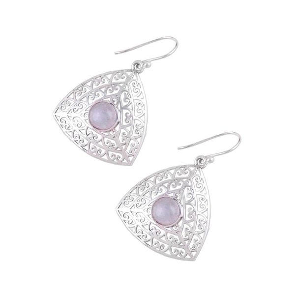 Alternate image for Rainbow Moonstone and Sterling Silver Dangle Earrings Jali Frieze