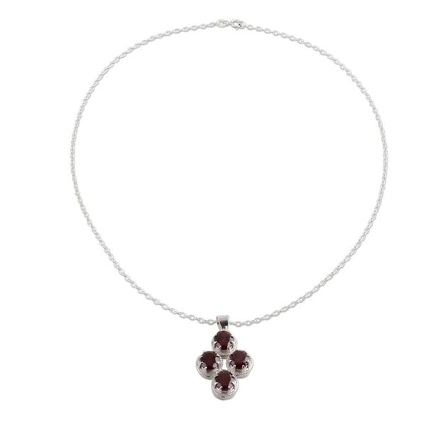Alternate image for Modern Garnet and Sterling Silver Necklace from India Morning Crimson