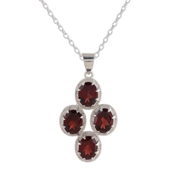 Alternate image for Modern Garnet and Sterling Silver Necklace from India Morning Crimson