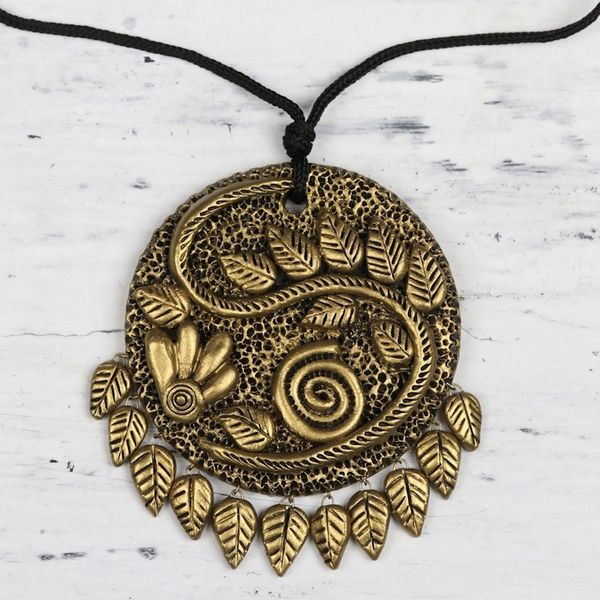 Alternate image for Ceramic Hand-Painted Golden Pebble Pendant Necklace Golden Pebbles
