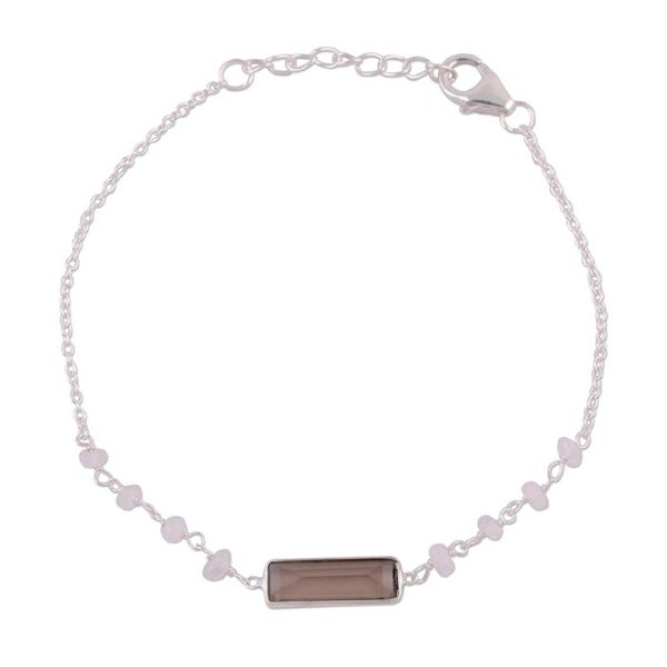 Alternate image for Smoky Quartz and Rainbow Moonstone Bracelet from India Magical Prism