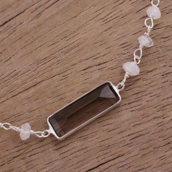 Alternate image for Smoky Quartz and Rainbow Moonstone Bracelet from India Magical Prism