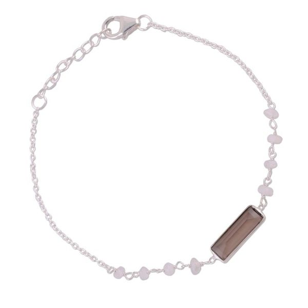 Alternate image for Smoky Quartz and Rainbow Moonstone Bracelet from India Magical Prism