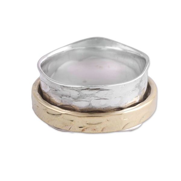 Alternate image for Sterling Silver and Brass Meditation Ring from India Contrasting Beauty