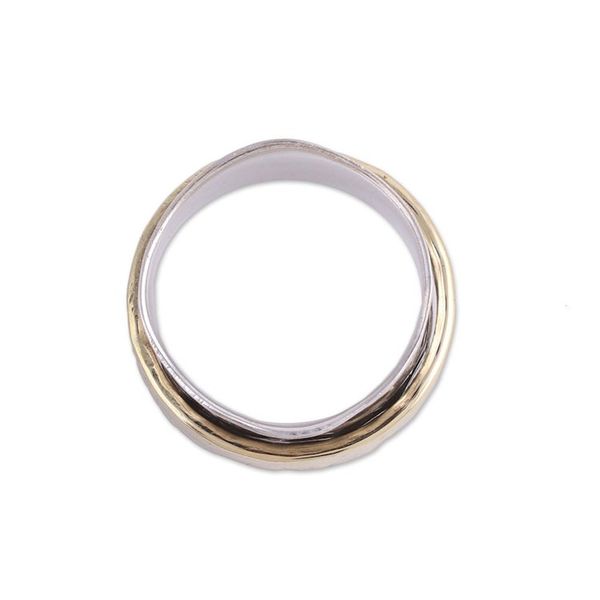 Alternate image for Sterling Silver and Brass Meditation Ring from India Contrasting Beauty