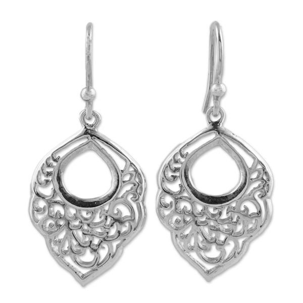 Alternate image for Sterling Silver Spiral Motif Dangle Earrings from India Spiral Spring