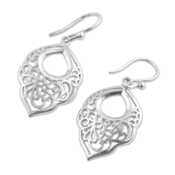 Alternate image for Sterling Silver Spiral Motif Dangle Earrings from India Spiral Spring