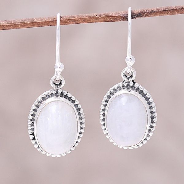 Alternate image for Starling Silver Rainbow Moonstone Magic Mist Dangle Earrings Magic Mist