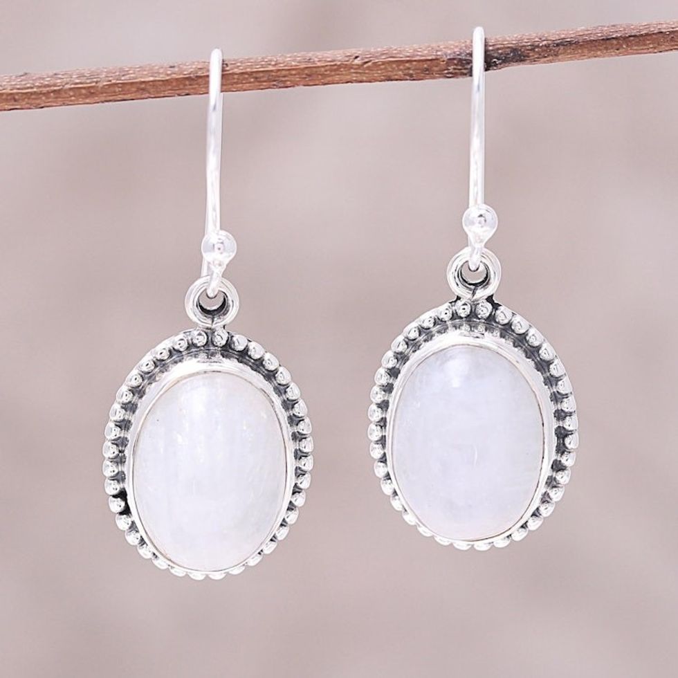 Starling Silver Rainbow Moonstone Magic Mist Dangle Earrings 'Magic Mist'