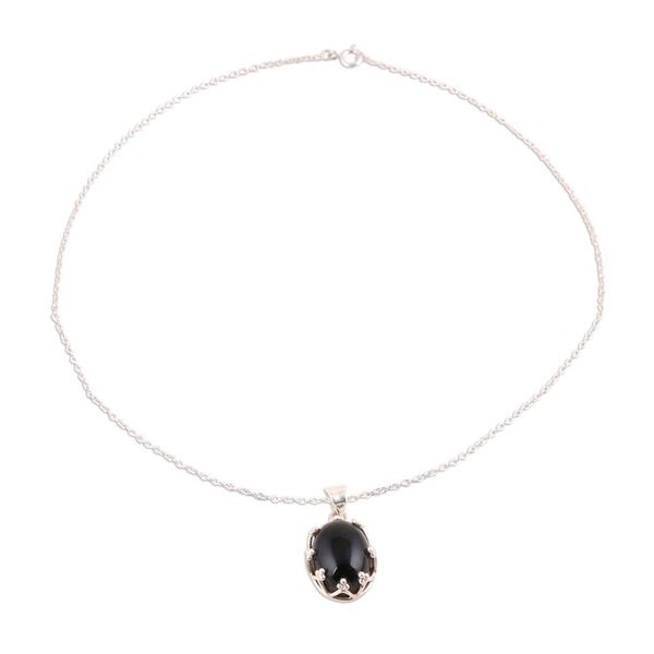 Alternate image for 925 Sterling Silver Black Onyx Pendant Necklace from India Midnight Majesty