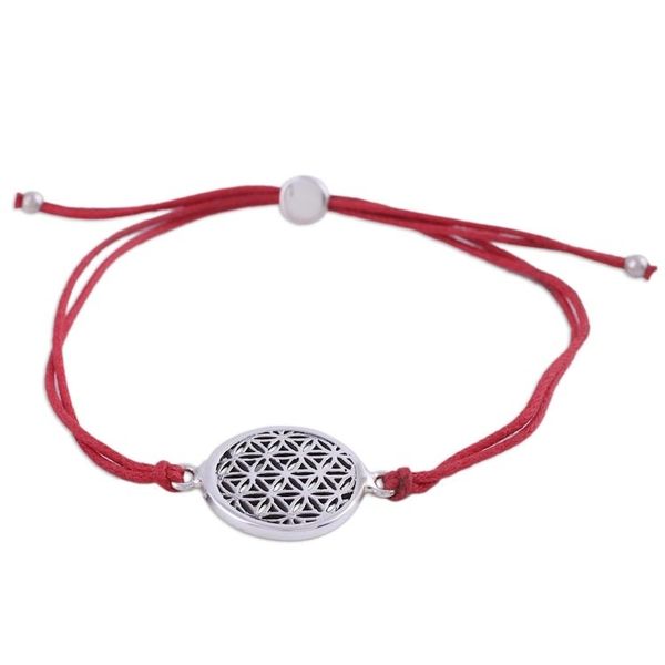 Alternate image for Sterling Silver Circular Pendant Bracelet in Red from India Starry Seeds in Red