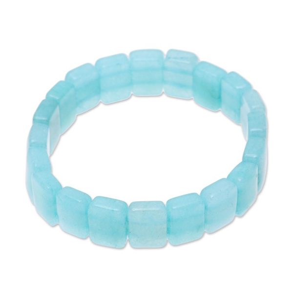 Alternate image for Agate Beaded Stretch Bracelet in Blue from India Harmonious Beauty in Blue