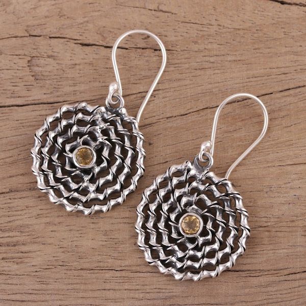 Alternate image for Citrine and Sterling Silver Dangle Spiral Earrings Honey Spiral