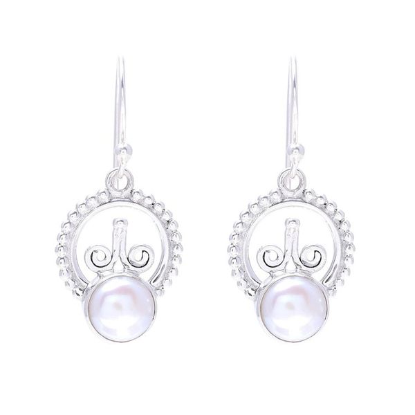 Alternate image for Cultured Freshwater Pearl Sterling Silver Dangle Earrings Crowned Pearl
