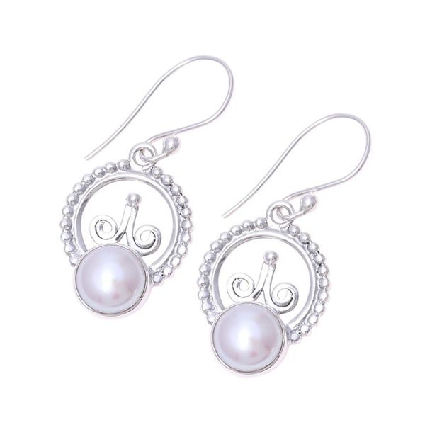 Alternate image for Cultured Freshwater Pearl Sterling Silver Dangle Earrings Crowned Pearl