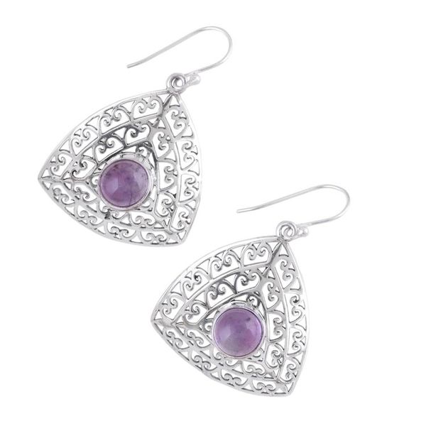 Alternate image for Amethyst and Sterling Silver Indian Jali Dangle Earrings Jali Frieze