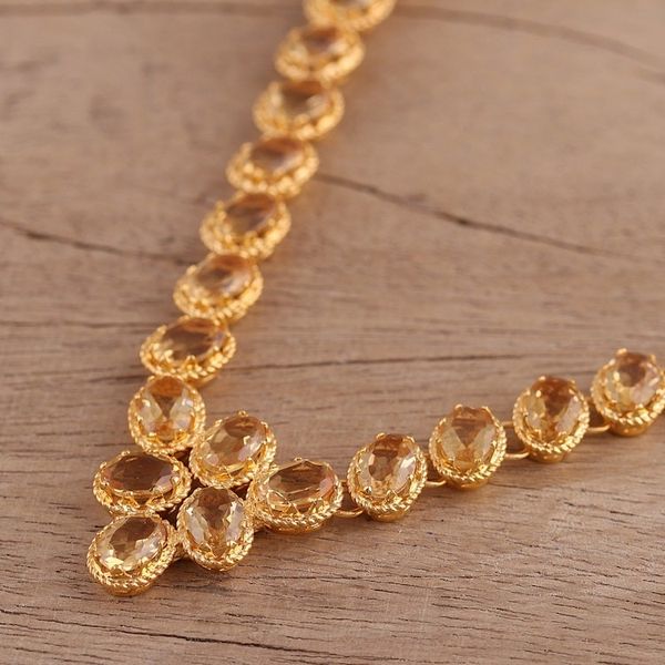 Alternate image for Gold Vermeil and Citrine Necklace Handcrafted in India Sunny Garland