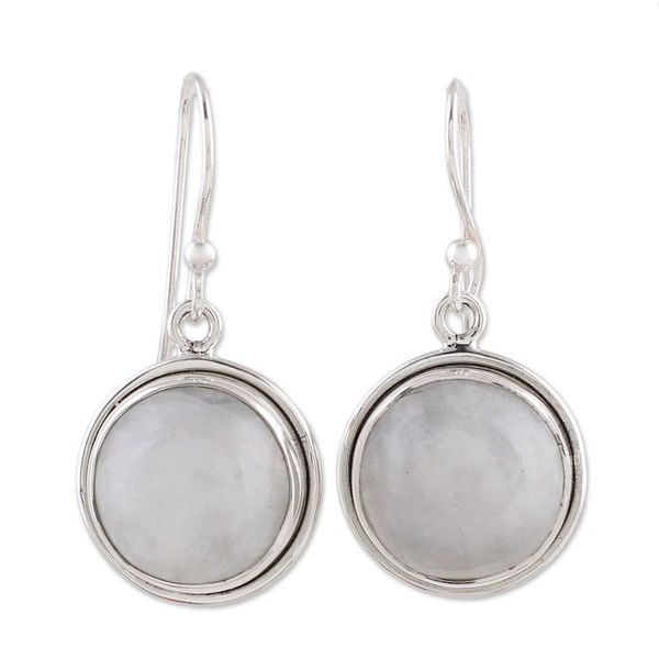 Alternate image for Rainbow Moonstone Dangle Earrings by Indian Artisans Alluring Mist