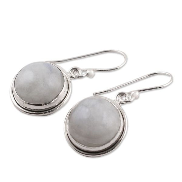 Alternate image for Rainbow Moonstone Dangle Earrings by Indian Artisans Alluring Mist