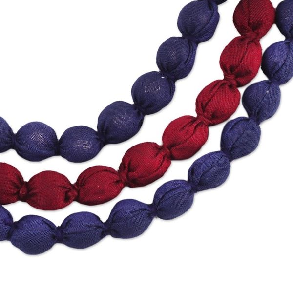 Alternate image for Indian Multi-strand Fabric Wrapped Beaded Necklace in Purple Purple Flair