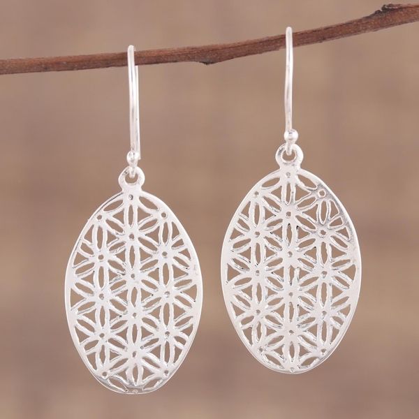 Alternate image for Everyday Classic Oval Sterling Silver Dangle Earrings Matrix Web